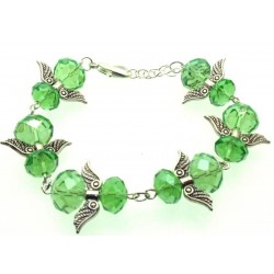 Green Coloured Crystal Glass Guardian Angel Bracelet
